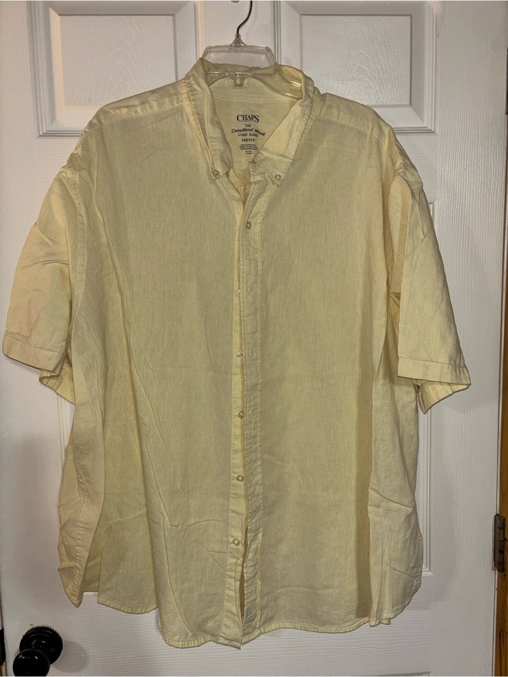 Chaps Men's Pale Yellow Short-Sleeve Button-Down Shirt